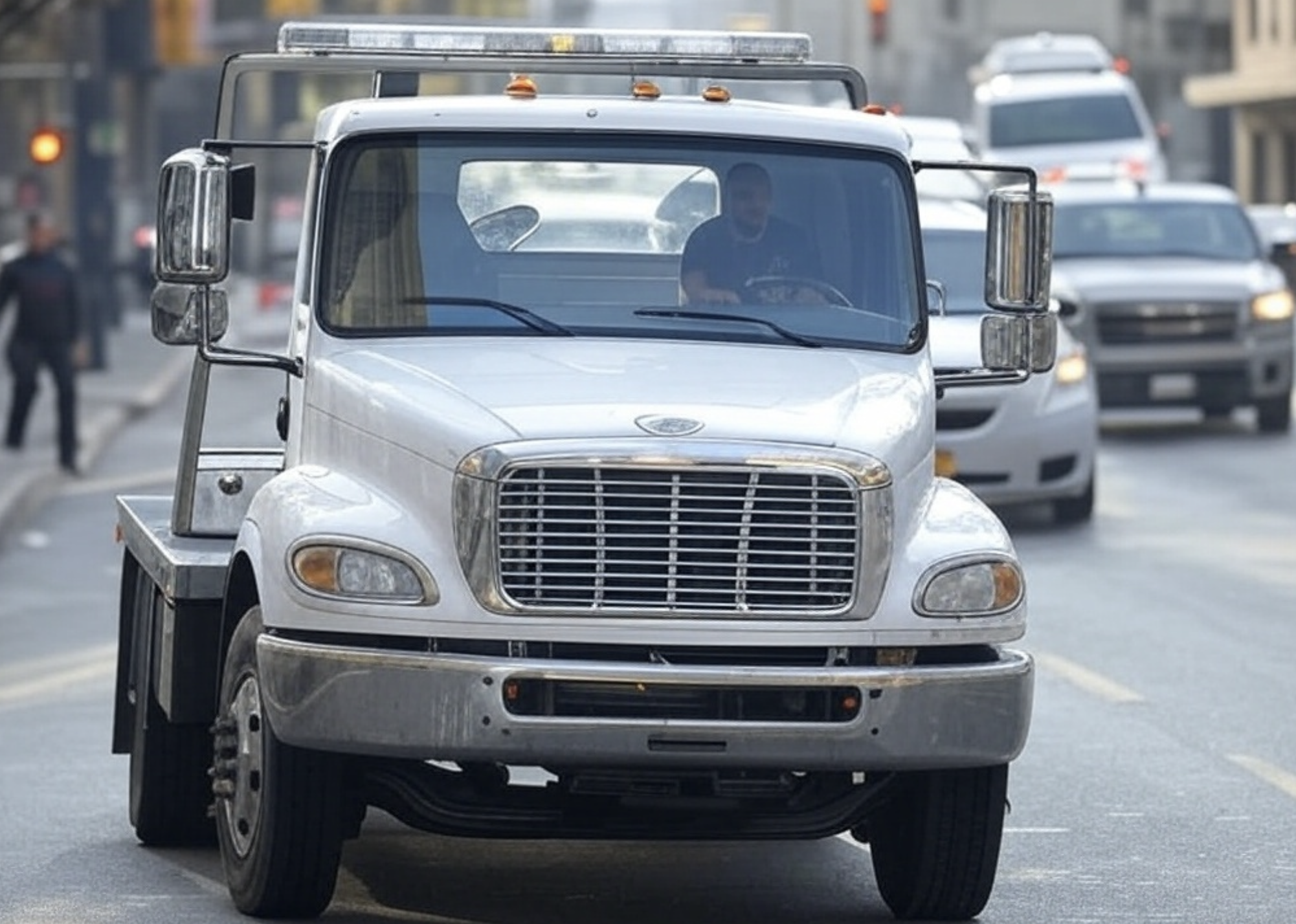 Tow truck in the city