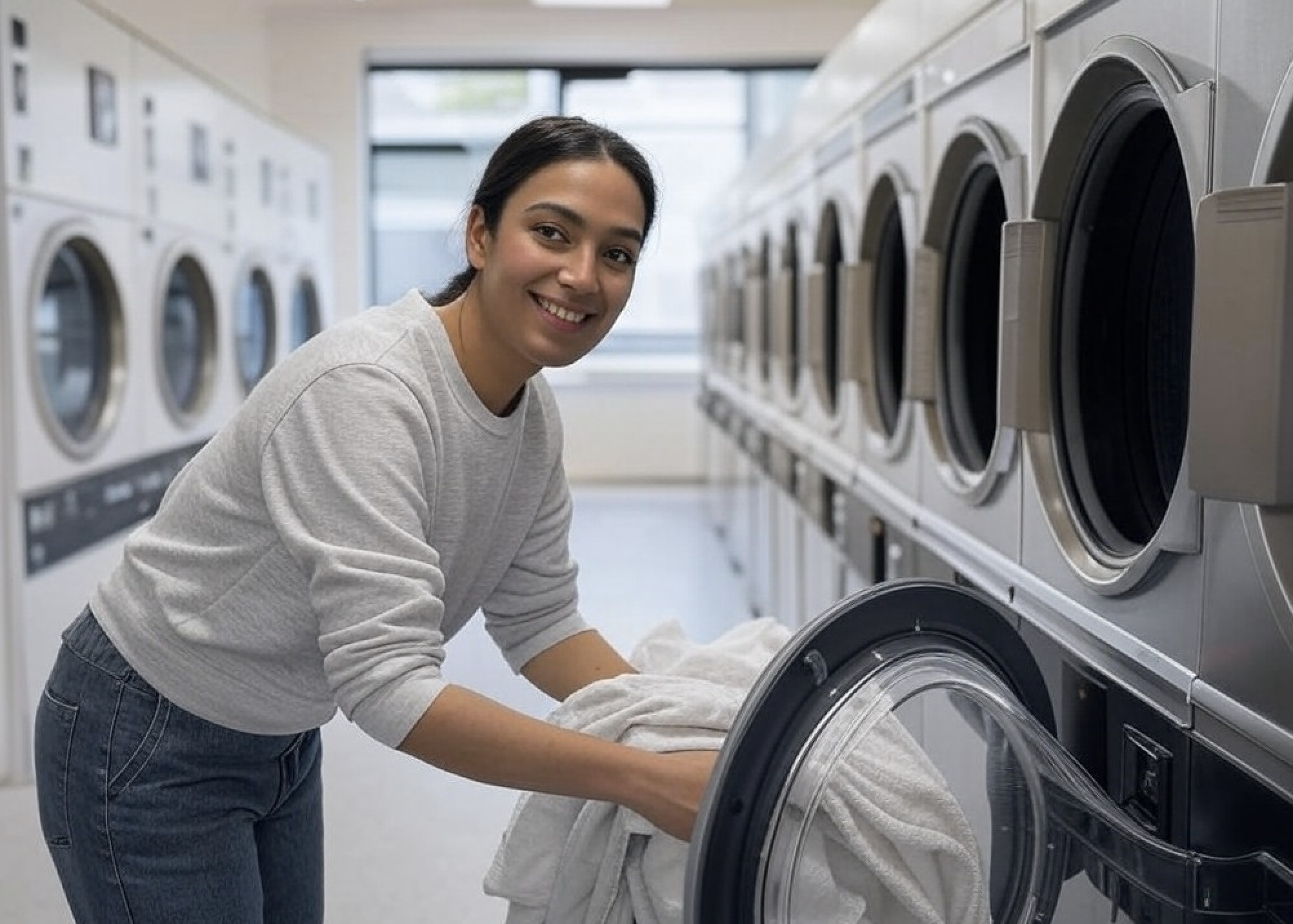 clean and modern laundromat interior