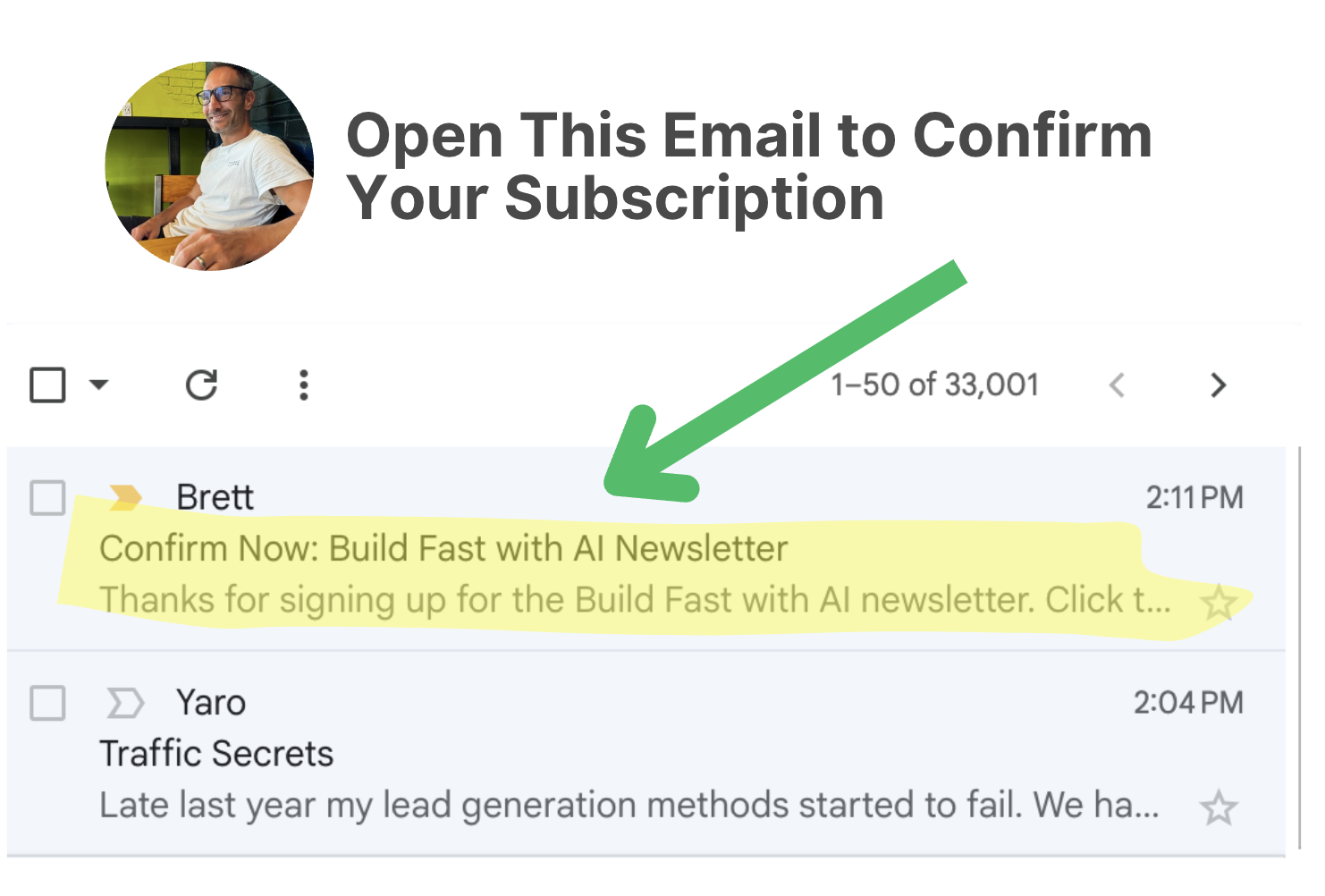 Confirmation email example