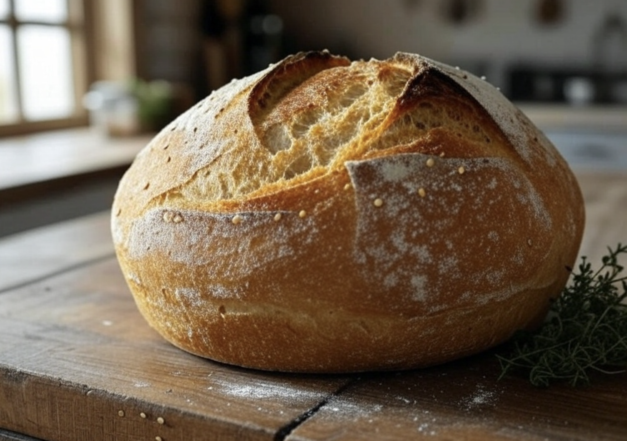 Freshly baked sourdough bread