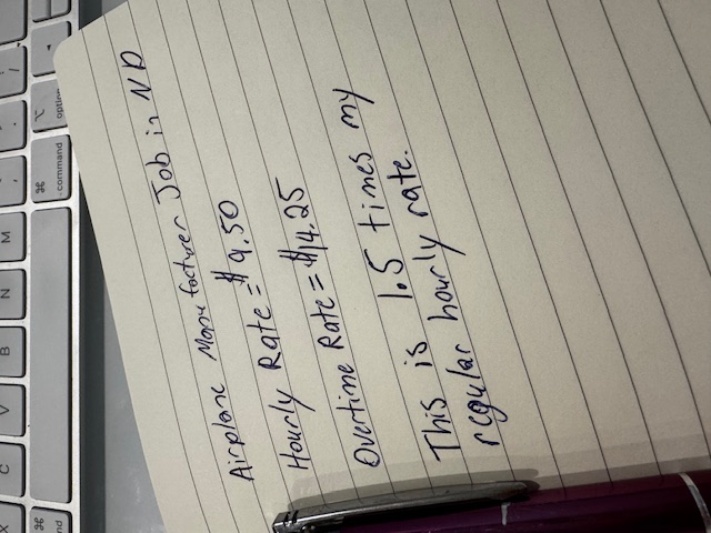 Personal example of time and a half pay calculation