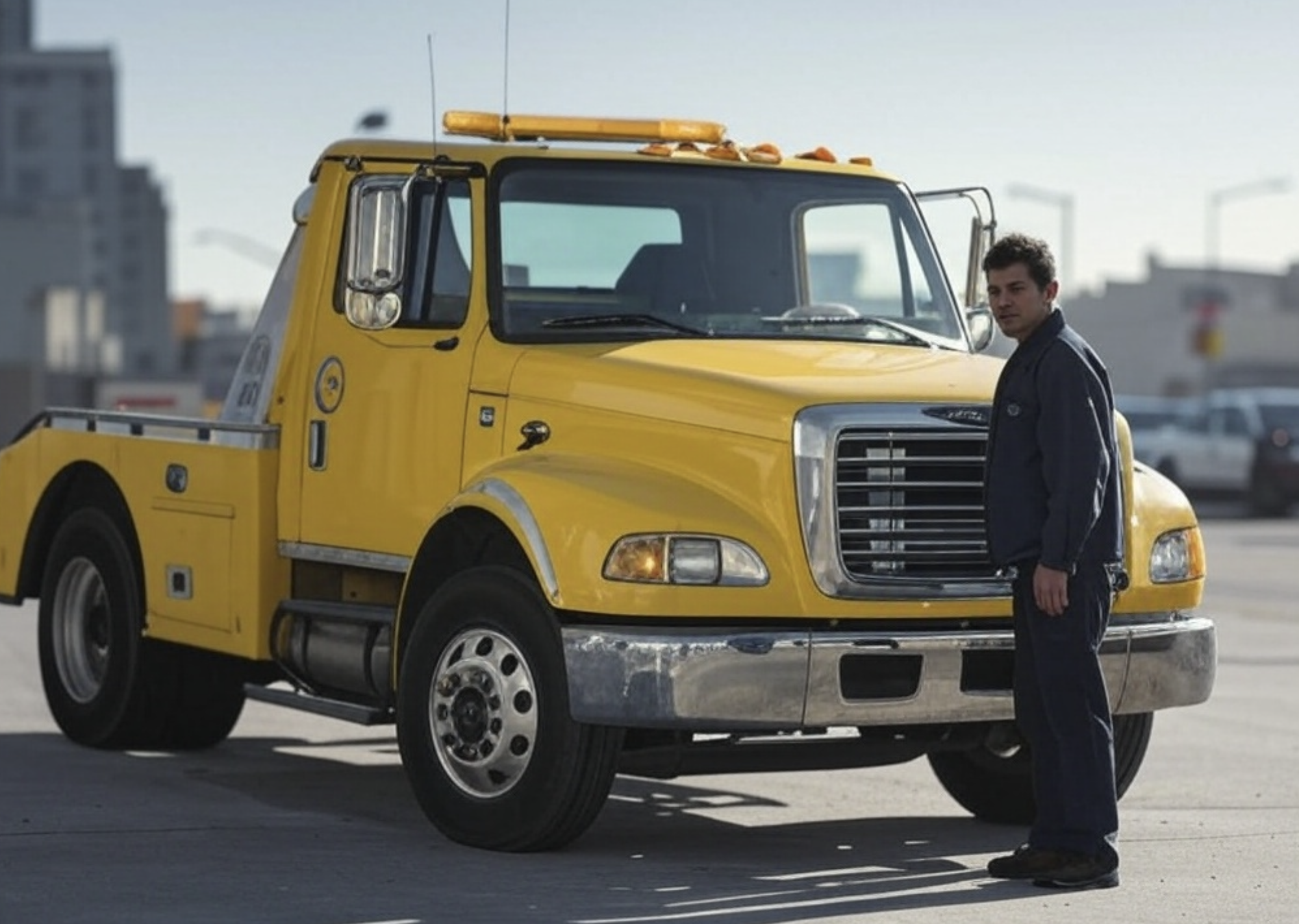 yellow tow truck