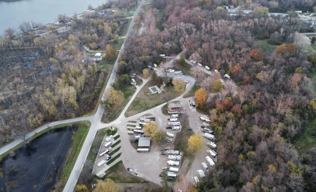 birds eye view of campground 