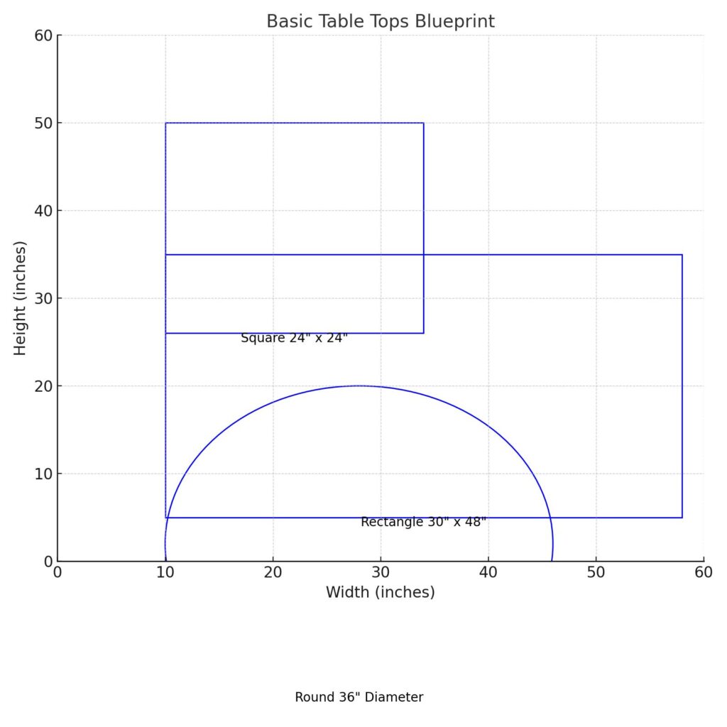 blue print of simple table tops 