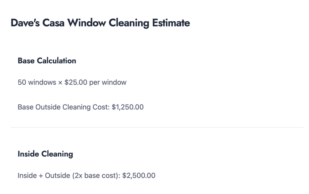 window cleaning estimate 